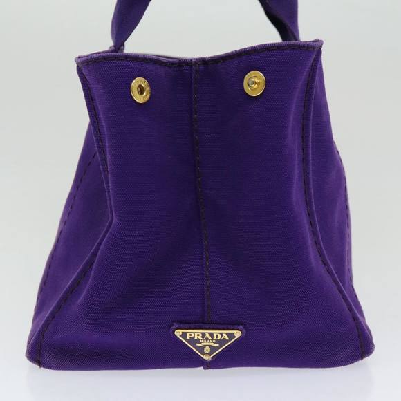 PRADA Canapa MM Hand Bag Canvas Purple Gold Auth yk14234 - Picture 5 of 16